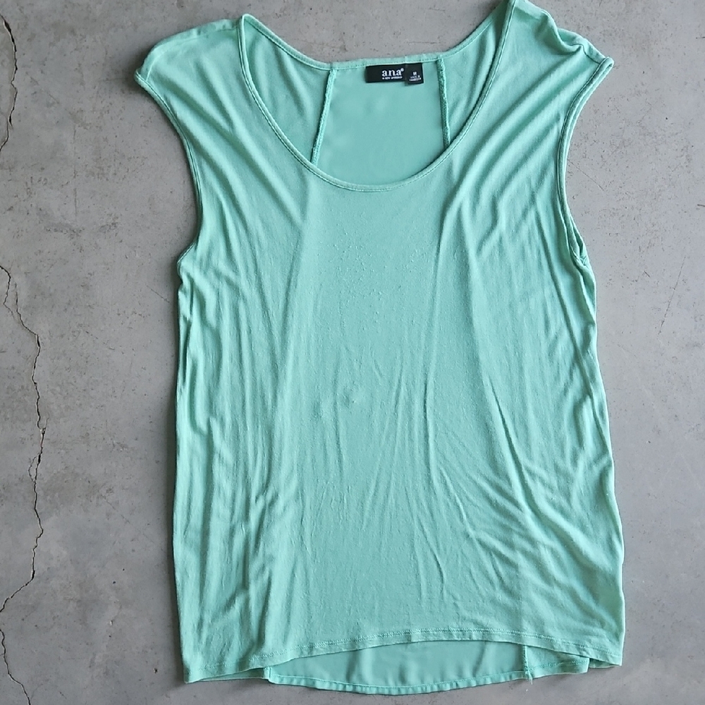 Mint Green Women's Top With Sheer Back Middle Strip